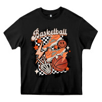Black checkered retro basketball Heavy Core Tee - MaliasSmallBusiness