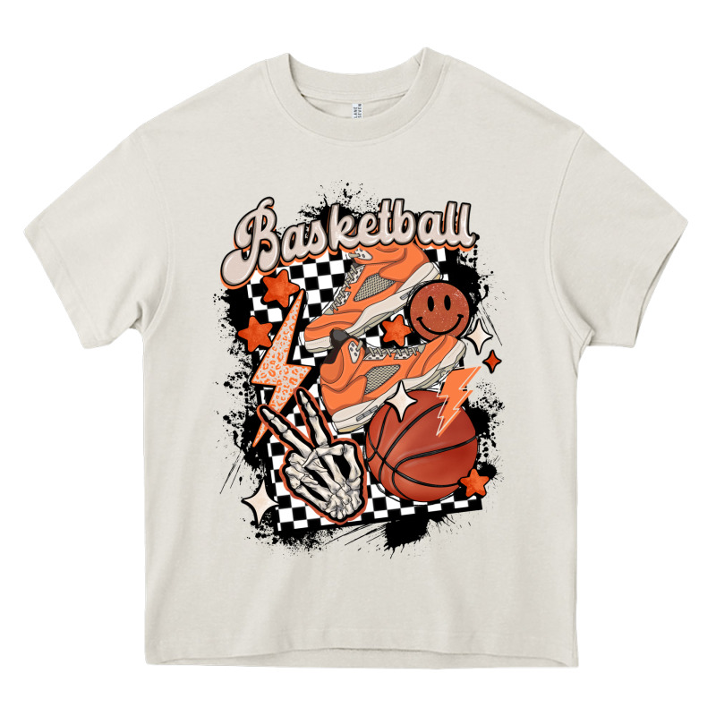 Checkered Retro Basketball Heavy Core Tee by MaliasSmallBusiness | Teevron