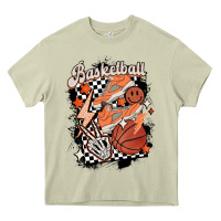 Mossy checkered retro basketball Heavy Core Tee - MaliasSmallBusiness