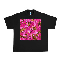 Black breast cancer with ribbon and butterfly seamless p Urban Heavy Tee - texasbilliewilder