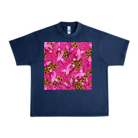 Navy breast cancer with ribbon and butterfly seamless p Urban Heavy Tee - texasbilliewilder