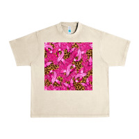 Sandshell breast cancer with ribbon and butterfly seamless p Urban Heavy Tee - texasbilliewilder