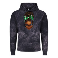 Cloud Black Afro Messy Bun Green and White Bow Vintage Hoodie - texasbilliewilder