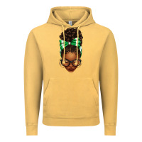 Vintage Mustard Afro Messy Bun Green and White Bow Vintage Hoodie - texasbilliewilder