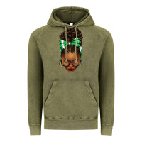 Vintage Olive Afro Messy Bun Green and White Bow Vintage Hoodie - texasbilliewilder