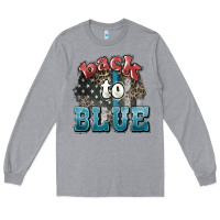 Heather Grey Back to blue 4th of july Long Sleeve Tee - HowdyJamesFarm