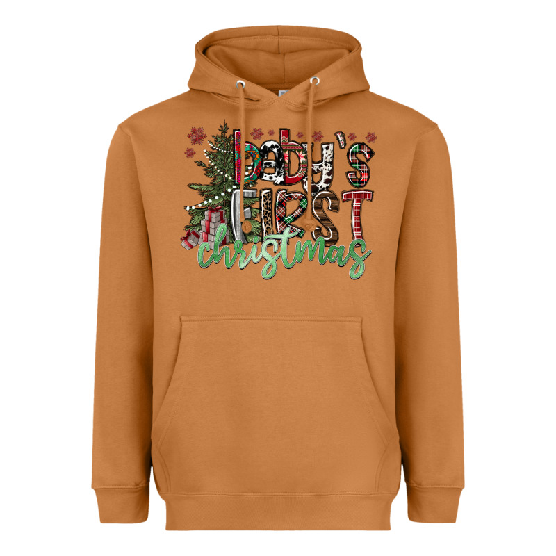Baby's First Christmas Heavyweight Hoodie by CowhideDigitalArt | Teevron