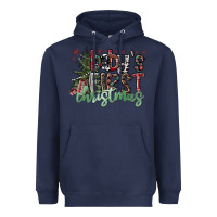 Navy Baby's First Christmas Heavyweight Hoodie - CowhideDigitalArt