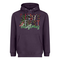 Plum Baby's First Christmas Heavyweight Hoodie - CowhideDigitalArt