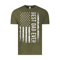 Vintage Olive Father's Day Best Dad Ever American Flag Vintage Tee - minhPixels