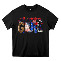 Black all american girl Heavy Core Tee - NancyCooperArtShop