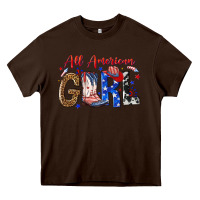 Chocolate Brown all american girl Heavy Core Tee - NancyCooperArtShop