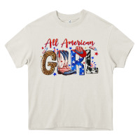 Cream all american girl Heavy Core Tee - NancyCooperArtShop