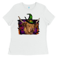 White highland cow halloween Ladies Tee - RanaPortraitStore