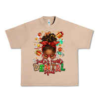 Burro Santa's Favorite Dental Squad Afro Messy Bun Urban Heavy Tee - texasbilliewilder