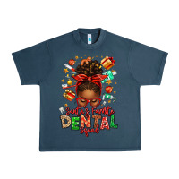 Midnight Navy Santa's Favorite Dental Squad Afro Messy Bun Urban Heavy Tee - texasbilliewilder