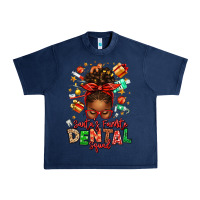 Navy Santa's Favorite Dental Squad Afro Messy Bun Urban Heavy Tee - texasbilliewilder