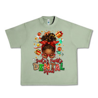 Oil Green Santa's Favorite Dental Squad Afro Messy Bun Urban Heavy Tee - texasbilliewilder