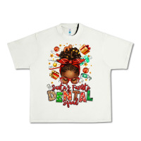 Pistachio Santa's Favorite Dental Squad Afro Messy Bun Urban Heavy Tee - texasbilliewilder