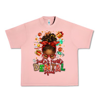 Salmon Santa's Favorite Dental Squad Afro Messy Bun Urban Heavy Tee - texasbilliewilder