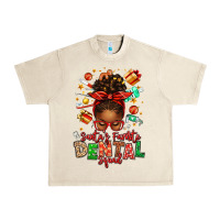 Santa's Favorite Dental Squad Afro Messy Bun Urban Heavy Tee | Teevron