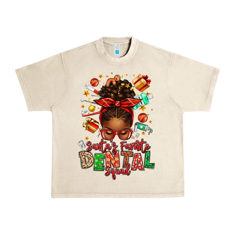 Santa's Favorite Dental Squad Afro Messy Bun Urban Heavy Tee by texasbilliewilder | Teevron