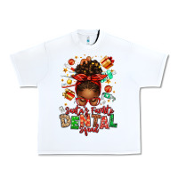 White Santa's Favorite Dental Squad Afro Messy Bun Urban Heavy Tee - texasbilliewilder