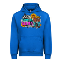 Cobalt cowgirl mama with boots and sunflowers and cowhide Urban Hoodie - Artiststas