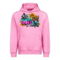 Fuchsia Pink cowgirl mama with boots and sunflowers and cowhide Urban Hoodie - Artiststas