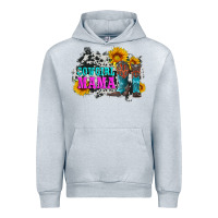 Heather Grey cowgirl mama with boots and sunflowers and cowhide Urban Hoodie - Artiststas