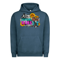 Pigment Midnight Navy cowgirl mama with boots and sunflowers and cowhide Urban Hoodie - Artiststas