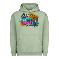 Pigment Oil Green cowgirl mama with boots and sunflowers and cowhide Urban Hoodie - Artiststas