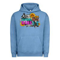 Pigment Pebble Blue cowgirl mama with boots and sunflowers and cowhide Urban Hoodie - Artiststas