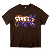 Chocolate Brown stars and stripes Heavy Core Tee - NancyCooperArtShop