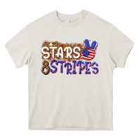 Cream stars and stripes Heavy Core Tee - NancyCooperArtShop