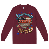 Burgundy American heart southern soul Long Sleeve Tee - HowdyJamesFarm
