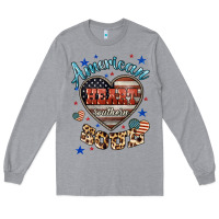 Heather Grey American heart southern soul Long Sleeve Tee - HowdyJamesFarm