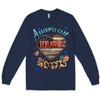 Navy American heart southern soul Long Sleeve Tee - HowdyJamesFarm