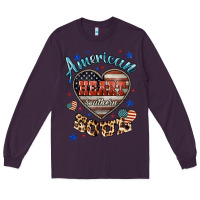 Plum American heart southern soul Long Sleeve Tee - HowdyJamesFarm
