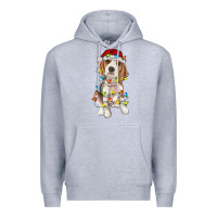 Heather Grey christmas beagle Premium Hoodie - RanaPortraitStore
