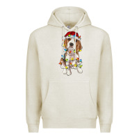 Oatmeal Heather christmas beagle Premium Hoodie - RanaPortraitStore