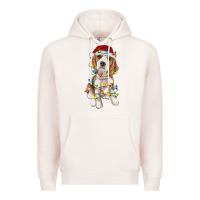 Pale Pink christmas beagle Premium Hoodie - RanaPortraitStore