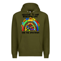 Army Green Autism rainbow Premium Hoodie - FaDigitalArtStudio