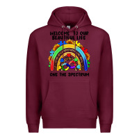Burgundy Autism rainbow Premium Hoodie - FaDigitalArtStudio