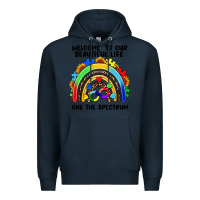 Navy Autism rainbow Premium Hoodie - FaDigitalArtStudio