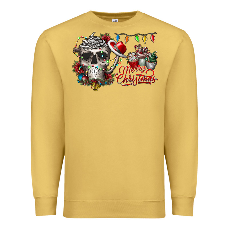 Merry Christmas  Skull Premium Sweatshirt by CowhideDigitalArt | Teevron