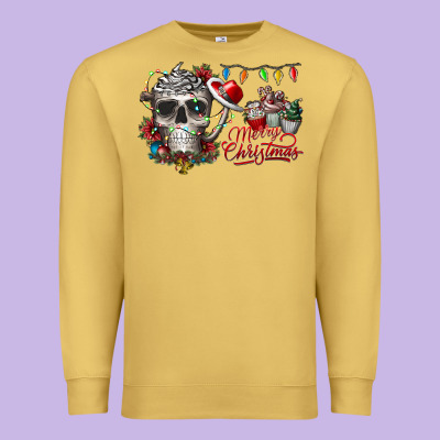 Merry Christmas  Skull Premium Sweatshirt Designed By Cowhidedigitalart