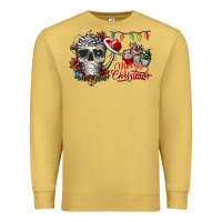 Antique Gold Merry Christmas  skull Premium Sweatshirt - CowhideDigitalArt