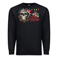 Black Merry Christmas  skull Premium Sweatshirt - CowhideDigitalArt
