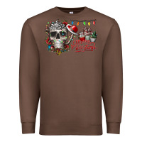 Chestnut Merry Christmas  skull Premium Sweatshirt - CowhideDigitalArt